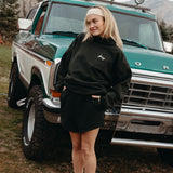 Fancy Oversized Fleece Embroidered Rolled Neck - Evergreen