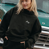 Fancy Oversized Fleece Embroidered Rolled Neck - Evergreen