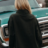 Fancy Oversized Fleece Embroidered Rolled Neck - Evergreen