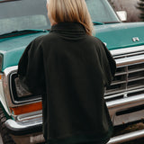 Fancy Oversized Fleece Embroidered Rolled Neck - Evergreen