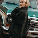 Fancy Oversized Fleece Embroidered Rolled Neck - Evergreen