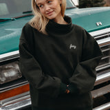 Fancy Oversized Fleece Embroidered Rolled Neck - Evergreen