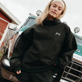 Fancy Oversized Fleece Embroidered Rolled Neck - Evergreen