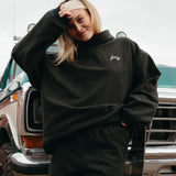 Fancy Oversized Fleece Embroidered Rolled Neck - Evergreen