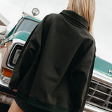 Fancy Oversized Fleece Embroidered Rolled Neck - Evergreen