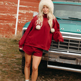 Fancy Fleece Lined Shorts - Rich Burgundy