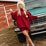 Fancy Fleece Lined Shorts - Rich Burgundy