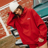 Fancy Oversized Fleece Embroidered Rolled Neck - Jolly Berry