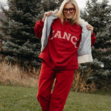 Fancy Fleece Cuffed Leg Sweatpants - Jolly Berry