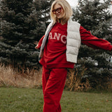 Fancy Oversized Fleece Striped Mockneck - Jolly Berry