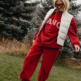 Fancy Fleece Cuffed Leg Sweatpants - Jolly Berry