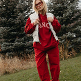 Fancy Fleece Cuffed Leg Sweatpants - Jolly Berry