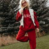 Fancy Fleece Cuffed Leg Sweatpants - Jolly Berry