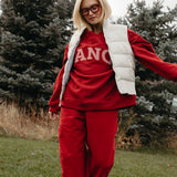 Fancy Oversized Fleece Striped Mockneck - Jolly Berry