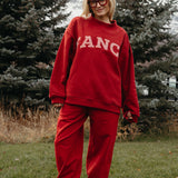 Fancy Fleece Cuffed Leg Sweatpants - Jolly Berry