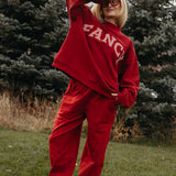Fancy Fleece Cuffed Leg Sweatpants - Jolly Berry