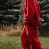 Fancy Oversized Fleece Striped Mockneck - Jolly Berry