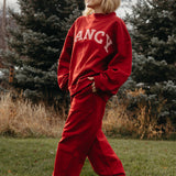 Fancy Oversized Fleece Striped Mockneck - Jolly Berry