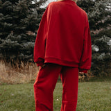 Fancy Fleece Cuffed Leg Sweatpants - Jolly Berry