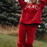 Fancy Oversized Fleece Striped Mockneck - Jolly Berry