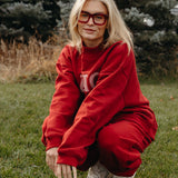 Fancy Oversized Fleece Striped Mockneck - Jolly Berry