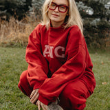 Fancy Oversized Fleece Striped Mockneck - Jolly Berry