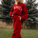 Fancy Oversized Fleece Striped Mockneck - Jolly Berry