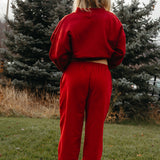 Fancy Oversized Fleece Striped Mockneck - Jolly Berry