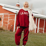 Fancy Fleece Cuffed Leg Sweatpants - Rich Burgundy
