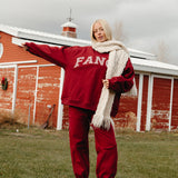 Fancy Fleece Cuffed Leg Sweatpants - Rich Burgundy