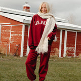 Fancy Fleece Cuffed Leg Sweatpants - Rich Burgundy