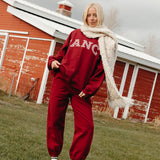 Fancy Fleece Cuffed Leg Sweatpants - Rich Burgundy