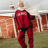 Fancy Fleece Cuffed Leg Sweatpants - Rich Burgundy