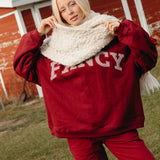Fancy Fleece Cuffed Leg Sweatpants - Rich Burgundy