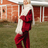 Fancy Fleece Cuffed Leg Sweatpants - Rich Burgundy