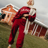 Fancy Fleece Cuffed Leg Sweatpants - Rich Burgundy