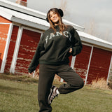 (PREORDER) Fancy Oversized Fleece Striped Mockneck - Evergreen