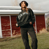 (PREORDER) Fancy Oversized Fleece Striped Mockneck - Evergreen