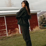 (PREORDER) Fancy Oversized Fleece Striped Mockneck - Evergreen