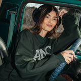(PREORDER) Fancy Oversized Fleece Striped Mockneck - Evergreen