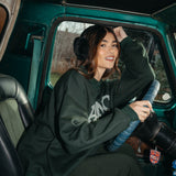 (PREORDER) Fancy Oversized Fleece Striped Mockneck - Evergreen