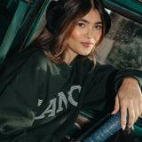 (PREORDER) Fancy Oversized Fleece Striped Mockneck - Evergreen