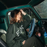 (PREORDER) Fancy Oversized Fleece Striped Mockneck - Evergreen