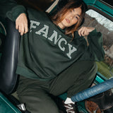(PREORDER) Fancy Oversized Fleece Striped Mockneck - Evergreen