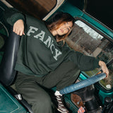 (PREORDER) Fancy Oversized Fleece Striped Mockneck - Evergreen