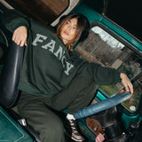 (PREORDER) Fancy Oversized Fleece Striped Mockneck - Evergreen