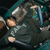 (PREORDER) Fancy Oversized Fleece Striped Mockneck - Evergreen