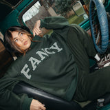 (PREORDER) Fancy Oversized Fleece Striped Mockneck - Evergreen