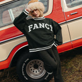 (PREORDER) Fancy Oversized Fleece Varsity Mockneck - Evergreen
