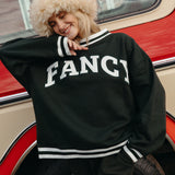 (PREORDER) Fancy Oversized Fleece Varsity Mockneck - Evergreen